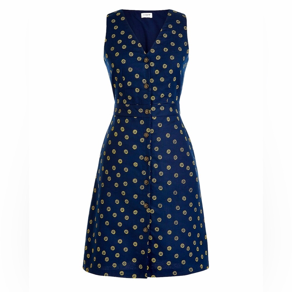 J. Crew floral linen blend midi dress NWT Size 0 Feminine Romantic Classic